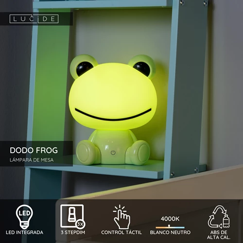 Lucide DODO FROG - Lámpara de mesa Infantil - LED 3 StepDim - 3x3W 4000K - Verde - USP